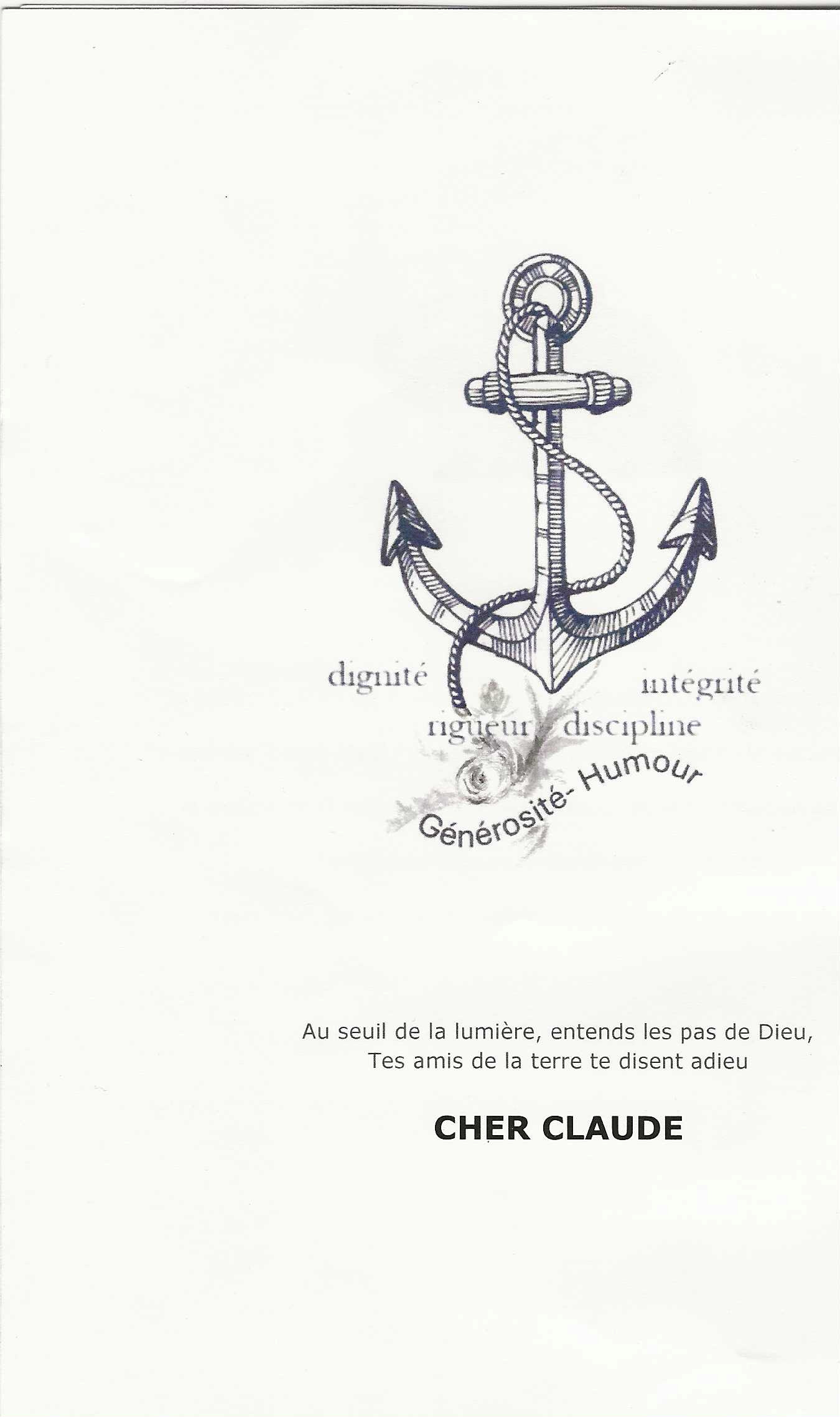 Dernire page du livret distribu lors des obsques de Claude Bult