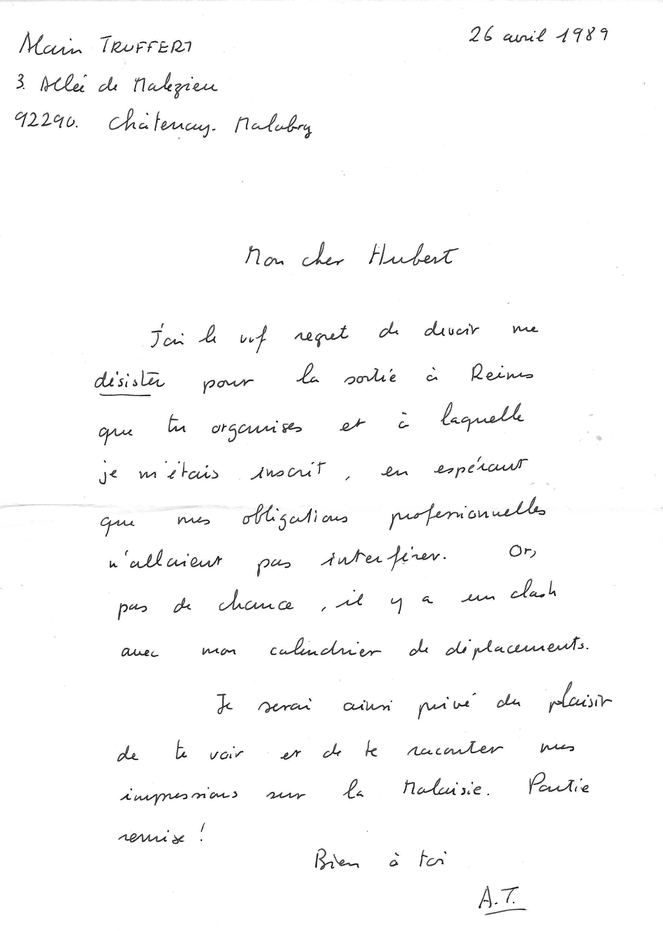 Lettre Truffert